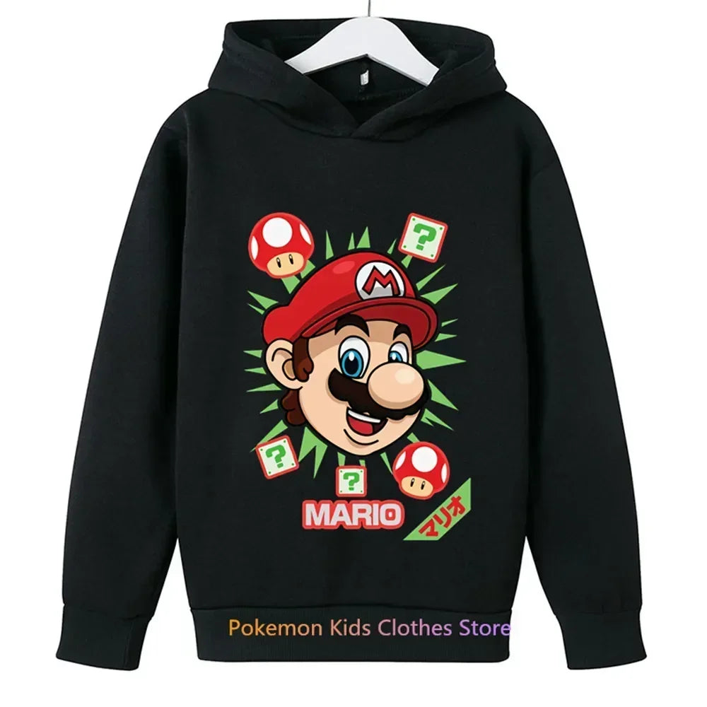 Spil Super Mario bros Hættetrøje til børn Overdele Langærmede Drenge Tøj Piger Baby tegneserie Børn Mode Forår Efterår Sweatshirt