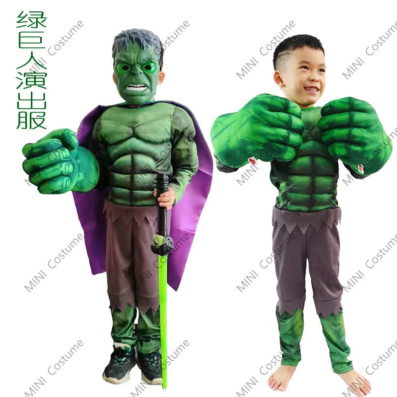 Child Hulk Muscle Costume Superhelte Børn/ Fancy Dress/Halloween Carnival Party Cosplay Boy Carnival Kids Dress Up Game Gift