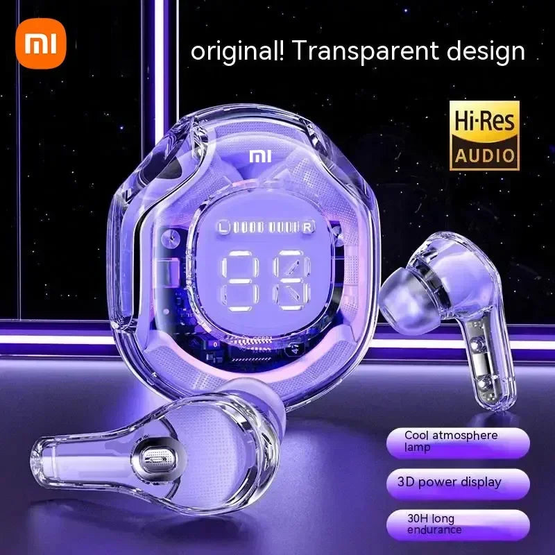 Original Xiaomi T8 TWS Wireless Bluetooth Earphones Transparent HIFI Headphones LED Power Digital Display Stereo Sound Earphones