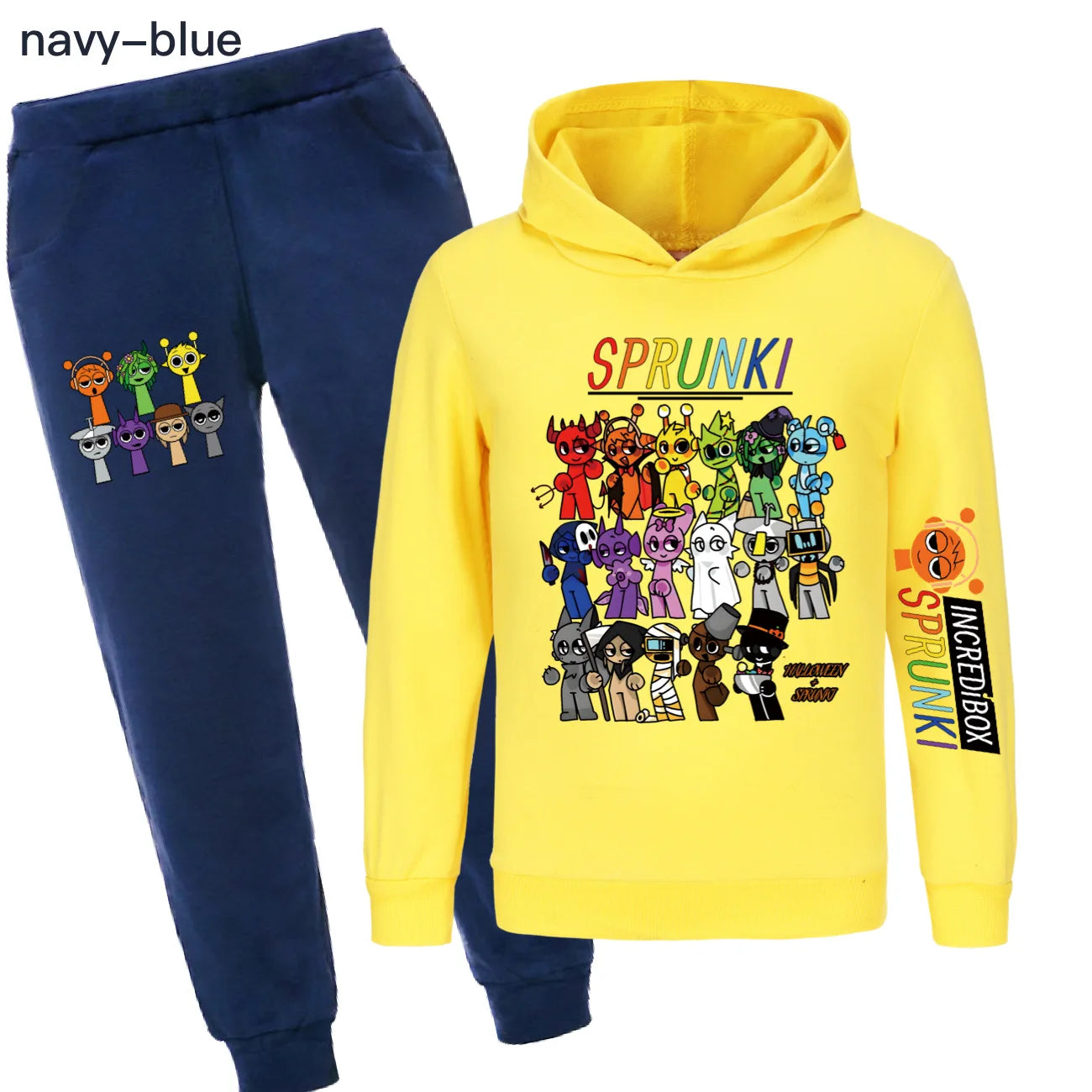 Sprunki Clothes Kids Game Cartoon Incredibox Jumper Boys Fashion Long Sleeve Sweatshirts+ Pants 2pcs Suits Toddler Girls Outfits