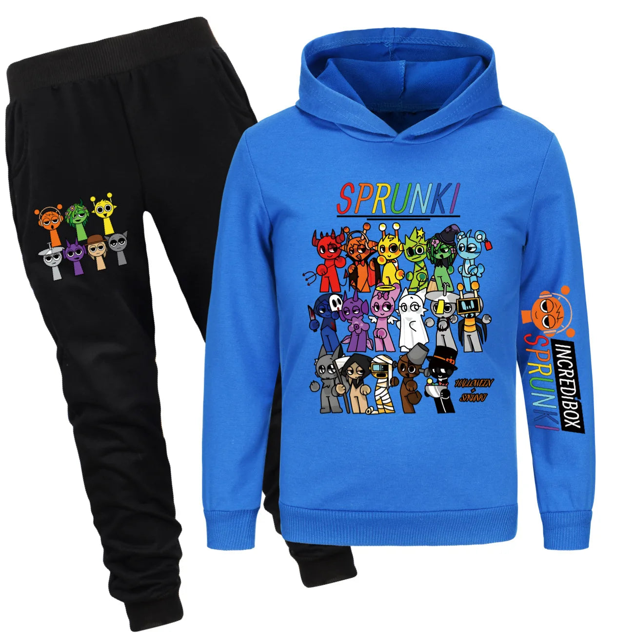 Sprunki Clothes Kids Game Cartoon Incredibox Jumper Boys Fashion Long Sleeve Sweatshirts+ Pants 2pcs Suits Toddler Girls Outfits