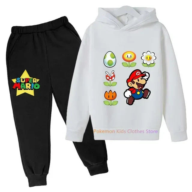 Super Mario Bros Boy Girl Hoodie Suit Cotton Kids Hooded Sportswear Set Boys Pokemon Clothes 2 5 6 7 8 9 10 11 12 13 12 Y