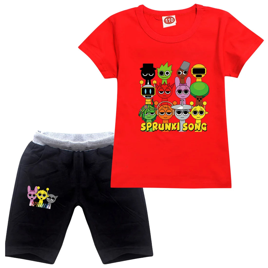 Sprunki Cartoon Clothes Sets New Summer Kids  Game Incredibox T-shirts Shorts Two-piece Set Baby Boys Tracksuit Girls Outfits