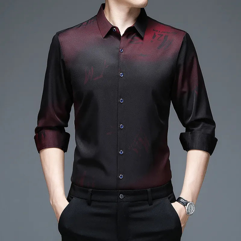 Wine Red Black Mens Dress Shirts New Fashion  Non-Iron Quality