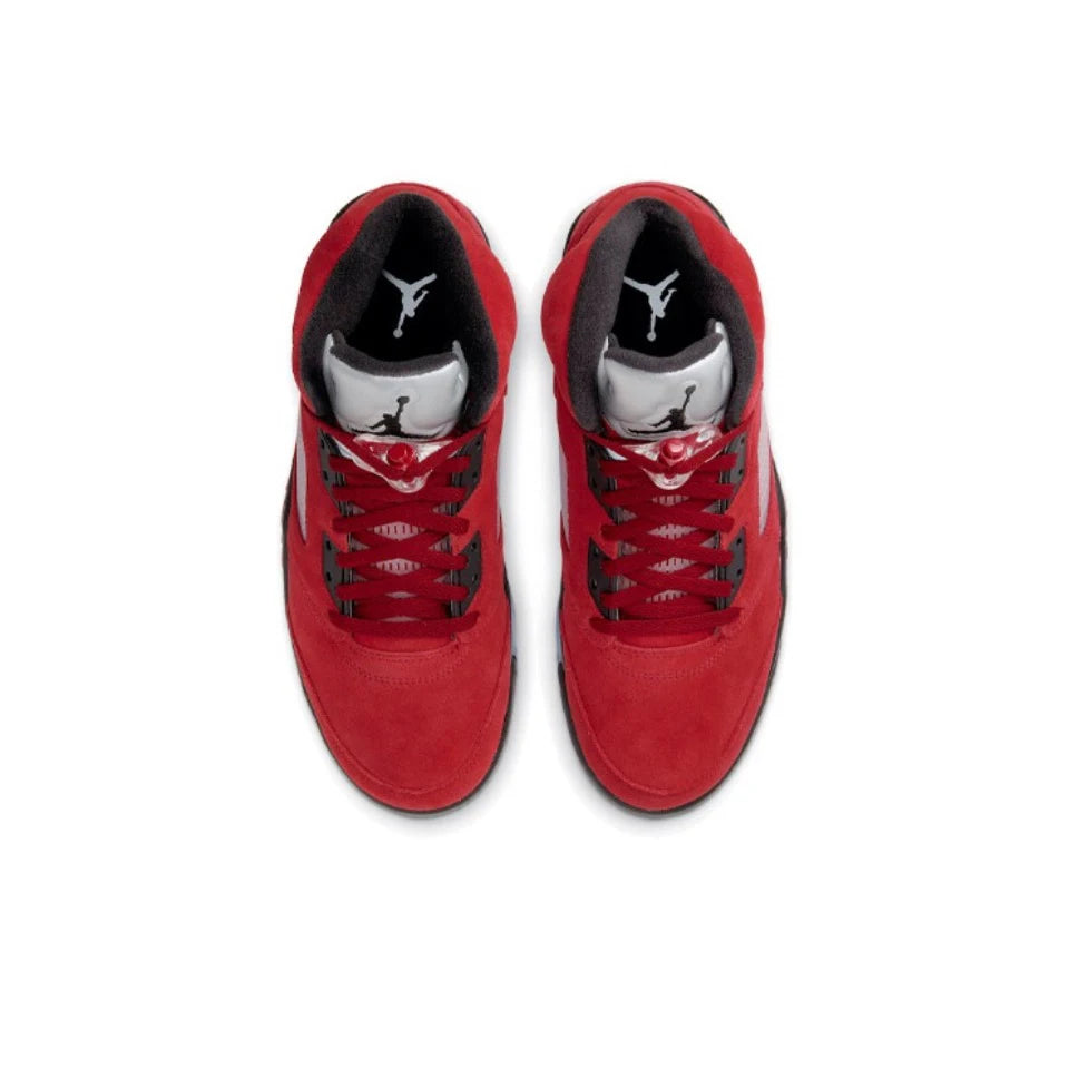 Originale Air Jordan 5 'Bulls' til mænds røde og hvide retro klassiske basketballsko Casual sneakers 852542-700