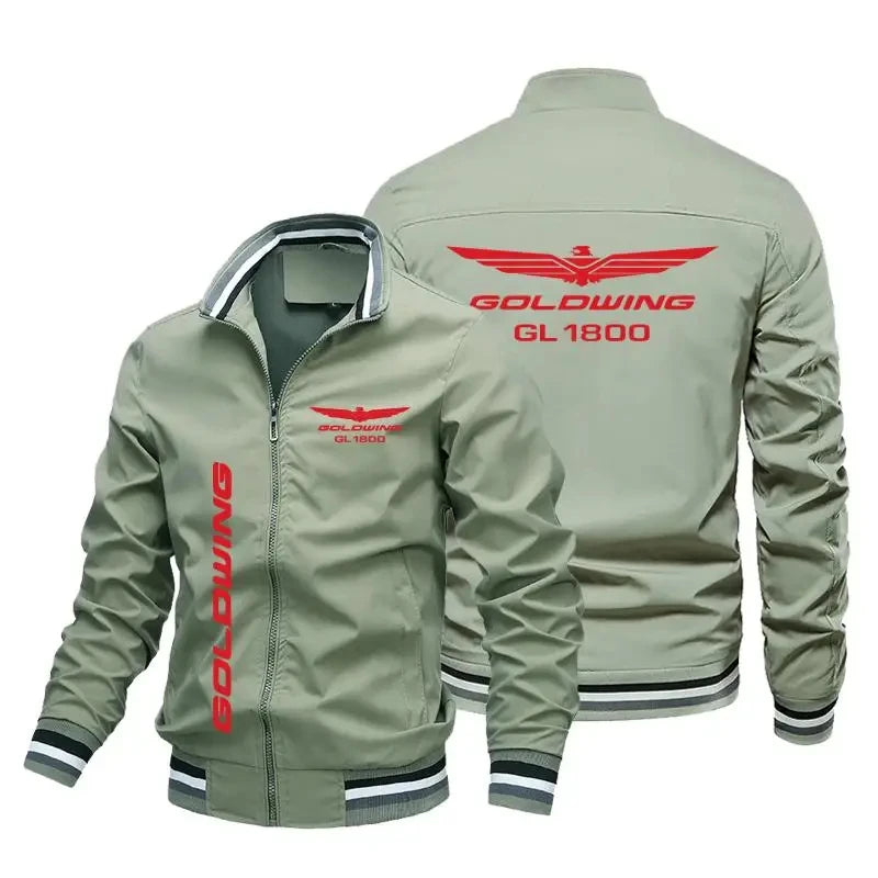 Men's 2024 autumn/winter hot selling driver jacket, golden wings, printed logo casual top