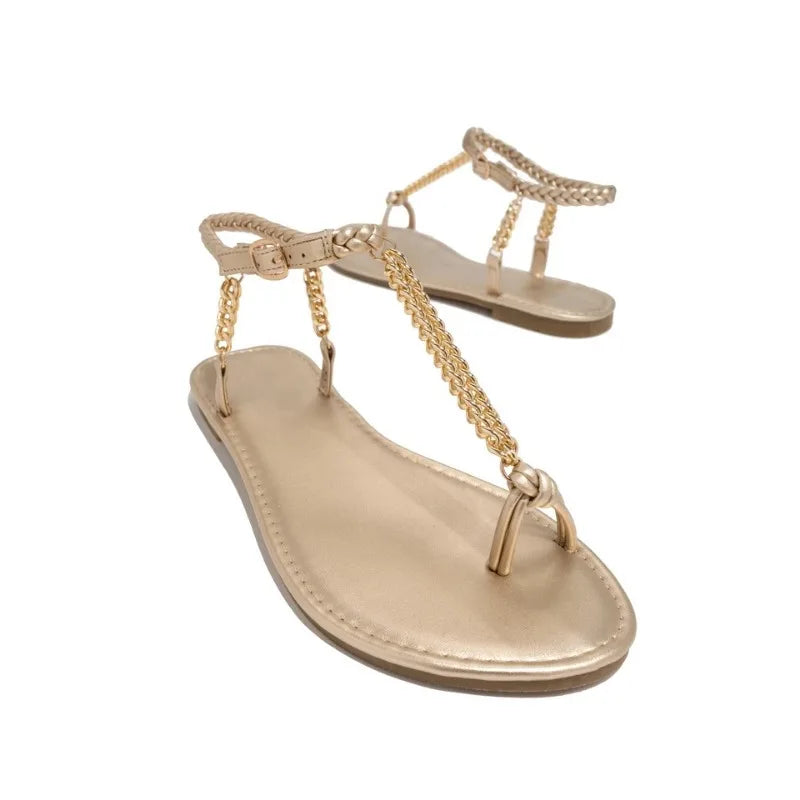 Sandals Beach Flip Flops Fashion Gold Flat Roman Women Sandals