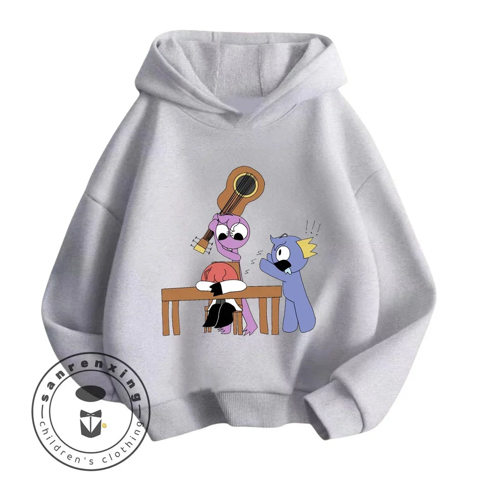 Rainbow Friends Cartoon Long Sleeve Hoodie with Cute Charming Designs Perfect Suitable for Suitable for Boys and Girls Aged 3-14