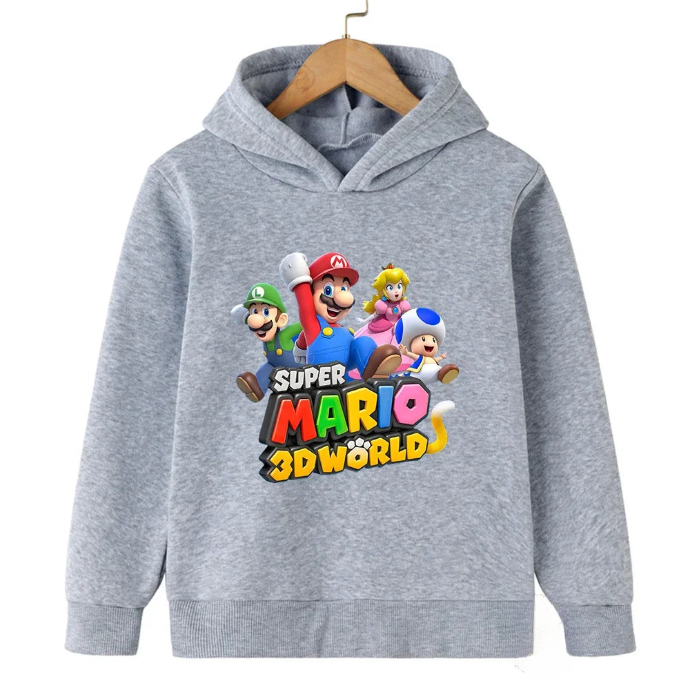 Autumn Cartoon Print Sports Children Hoodies Street Casual Fashion Sweatshirt 3-14 Years Kids Boy Girl Clothing Outdoor Pullover