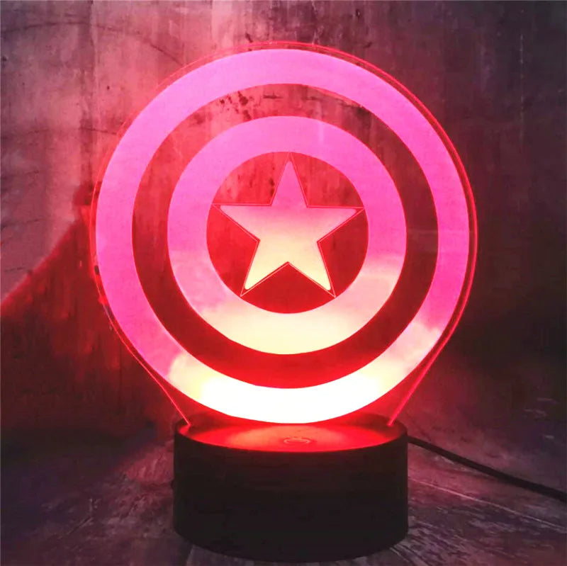 Anime The Avengers Infinity War 3D LED Nightlights Spiderman Ironman Hulk Thor Lamp Colorful Changing Night Lights Table Lampara