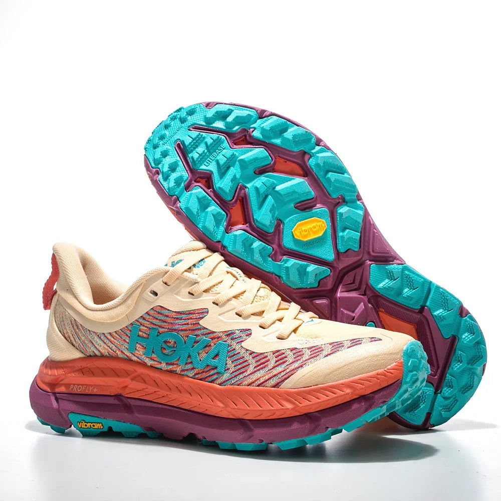 HOKA Mafate Speed 4 Women and Men Golden Lake Blue Non-slip Wear-resistant Lightweight Mesh Casual Sneakers Shoes