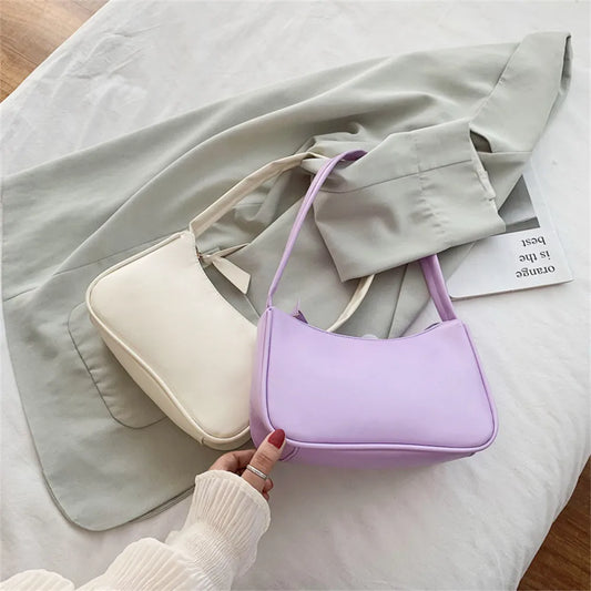 Trendy Vintage Solid Color Handbag Women Subaxillary Underarm Bags Fashion Casual Retro Shoulder Retro Totes Shopping Bag