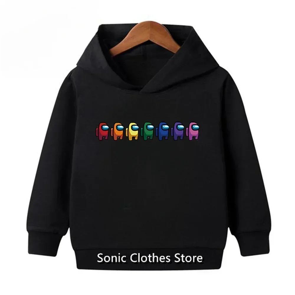 Super Marios Bros Kids Hoodies 3D Anime Hooded Sweatshirt for Children 100-160CM Spring Winter Boys Girls Cartoon Print Hoodie