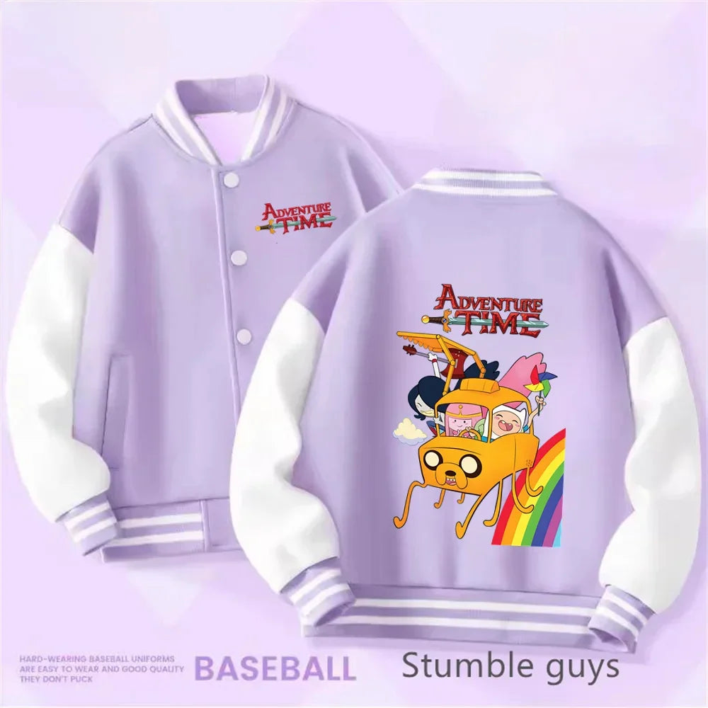 Boys and Girls for Stylish Coat Kids Sanrio Fall/Winter Jacket Baseball Uniform Adventure Time Pattern Print Thick Warm