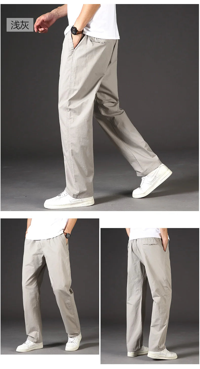 Spring Autumn Mens Cargo Pants Casual Sweatpants Relaxed Fit Cotton Pants American Style Large Size Sports Outdoor Pants