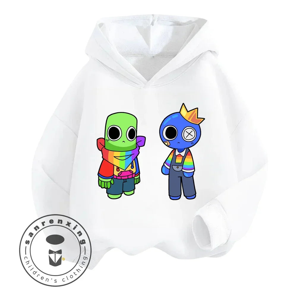 Rainbow Friends Cartoon Long Sleeve Hoodie with Cute Charming Designs Perfect Suitable for Suitable for Boys and Girls Aged 3-14