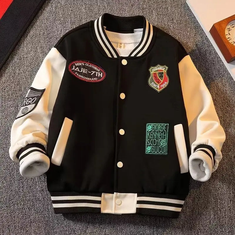 Boys Baseball Jackets Children's Letter Casual Coats Teenager Trends Fashion Outerwear 2024 New Kids Spring Autumn Clothing