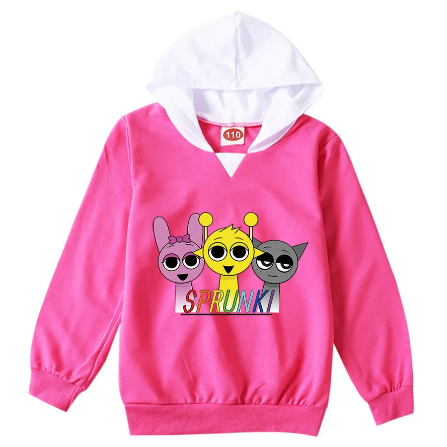 Cute Sprunki Cartoon Hoodie Kids Game Incredibox Hooded Sweatshirts Teen Boys Long Sleeve Clothes Baby Girls Casual Outerwear