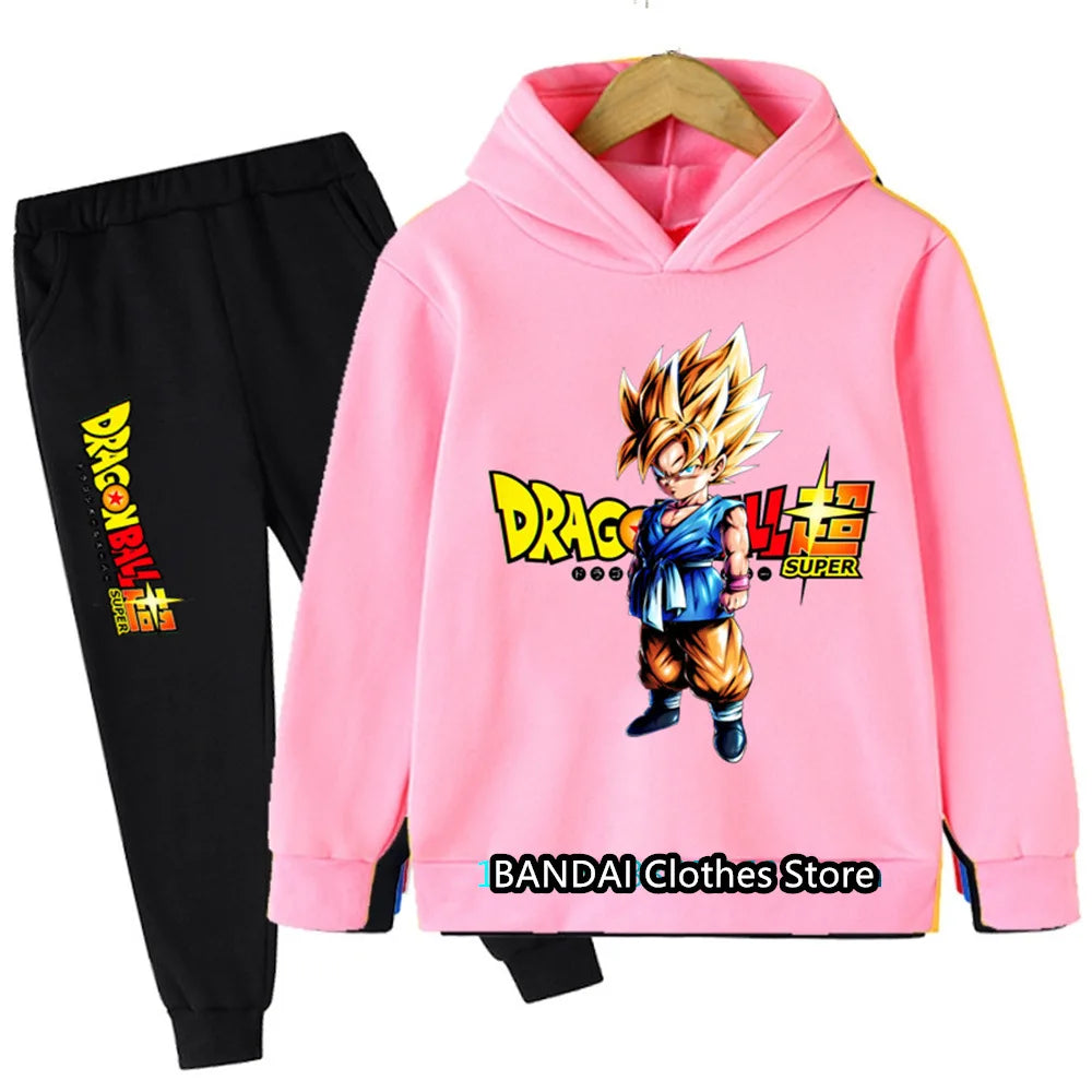 New Boys Girls Clothes Dragonball Hoodie Set Kids 2pcs Spring Autumn Toddler Girls Cartoon Hooded +pants Tracksuit Goku Clothing