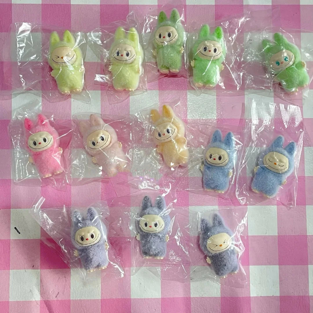 Cartoon Labubu Series Mini Flocking Exquisite Cute Doll Gift Pendant Accessories Decoration Kawaii Toys Gift