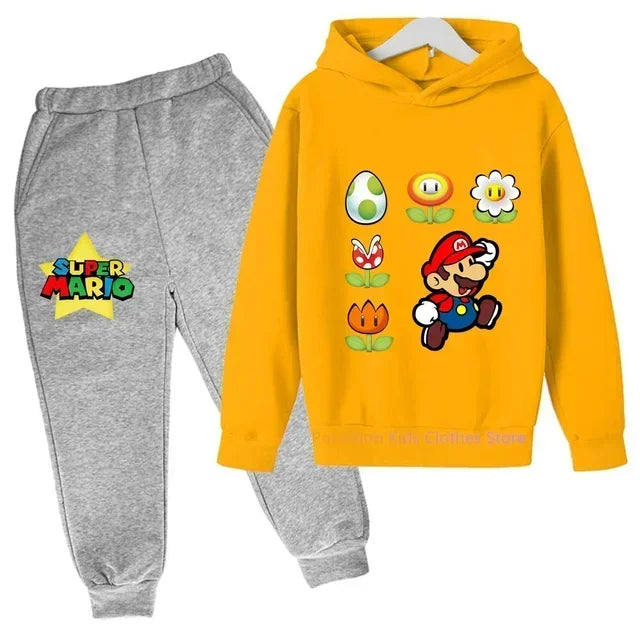 Super Mario Bros Boy Girl Hoodie Suit Cotton Kids Hooded Sportswear Set Boys Pokemon Clothes 2 5 6 7 8 9 10 11 12 13 12 Y