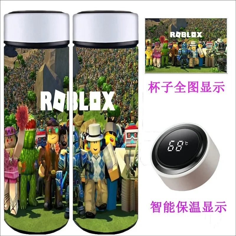 Roblox Cartoon Game Peripheral Sports Water Cup Stainless Steel Large-capacity Display Temperature Insulated Cup