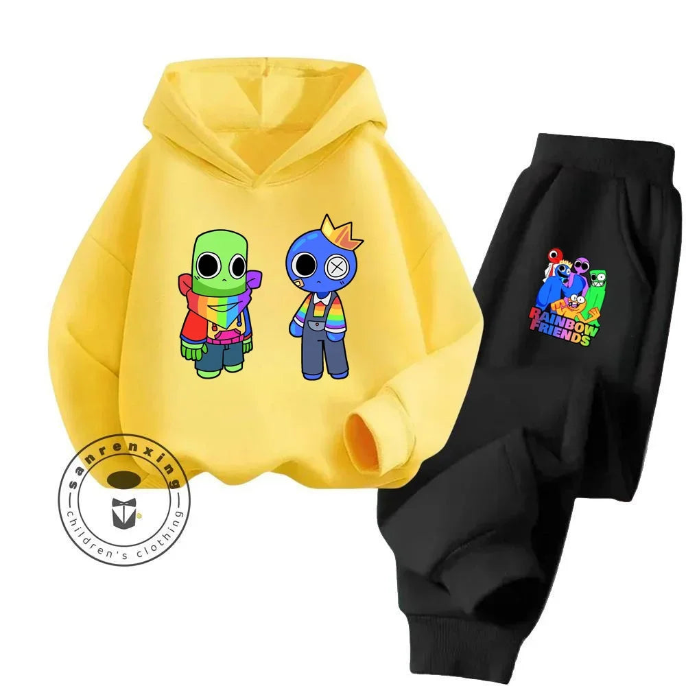 2024 Stylish and Cozy Cartoon Rainbow Friends Long Sleeve Stand Out Design Suitable for Children 3-14 Years Old New Hoodie Set