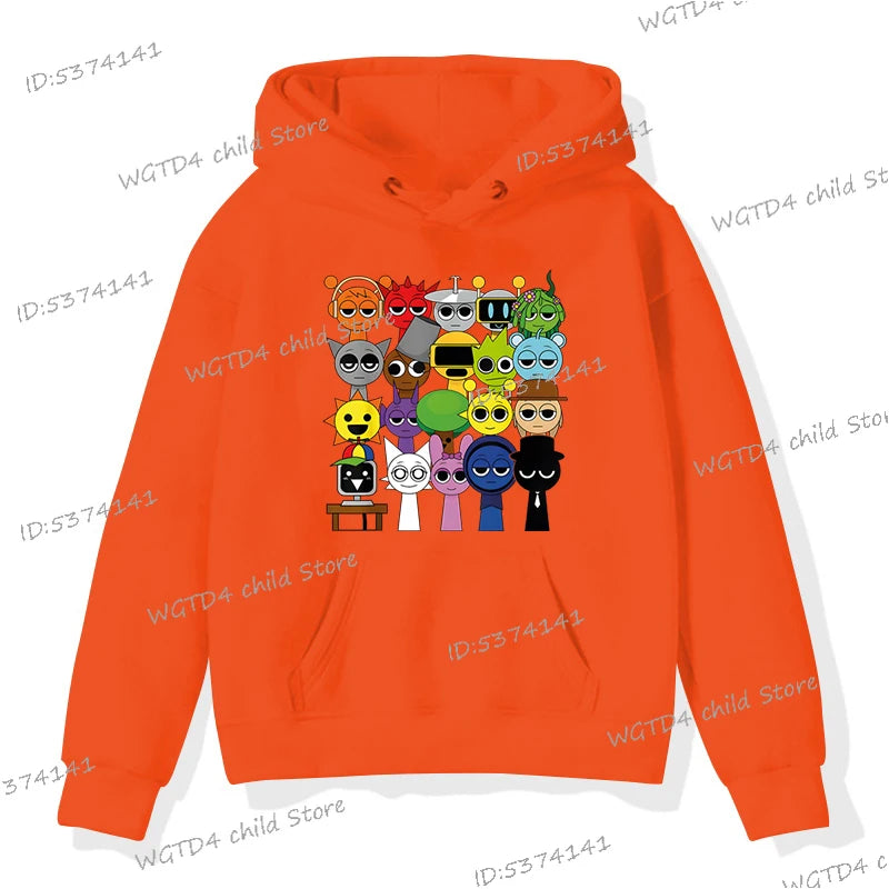 Sprunki Game Figure Hoodies Boys Girls Travel Sweatshirts Cartoon Incredibox Game Long Sleeve Streetwear Funny Sprunki Hoodie