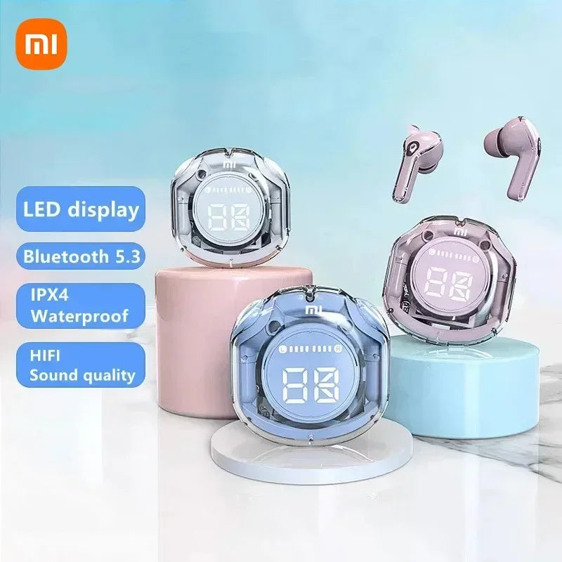 Originale Xiaomi T8 TWS trådløse Bluetooth-øretelefoner Gennemsigtige HIFI-hovedtelefoner LED Power Digital Display Stereo Lyd-øretelefoner