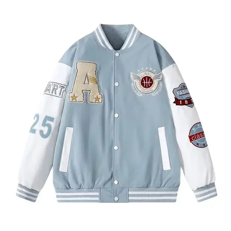 Letter Leather Harajuku College Patchwork Hop Baseball Jackets Unisex Men Women Streetwear Bone Coats Hip Jacket Bomber Varsity