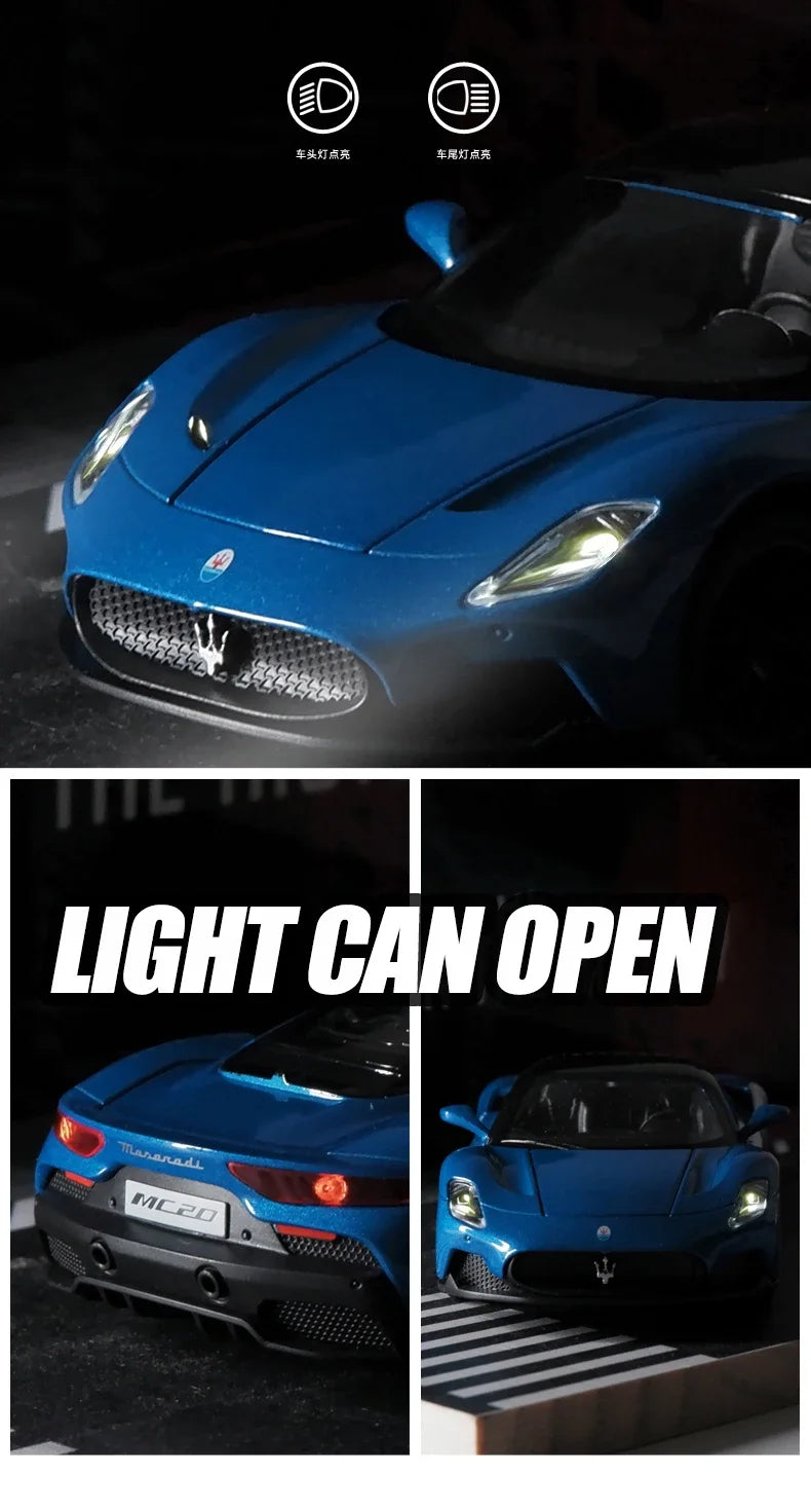 1:32 Maserati MC20 Coupe Alloy Sports Car Diecast Miniature Metal Car Simulation Sound ＆ Light Toy Car For Boys Fast And Furious