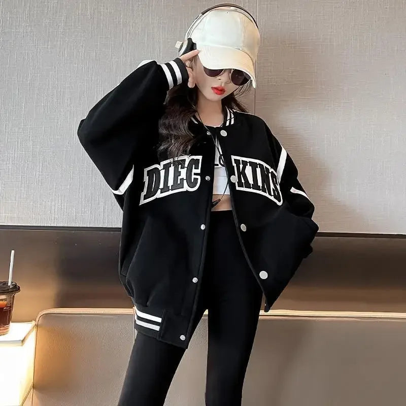 Women's Thin Jacket Autumn Collection Fashionable Cardigan Baseball Style Korean Children's Top