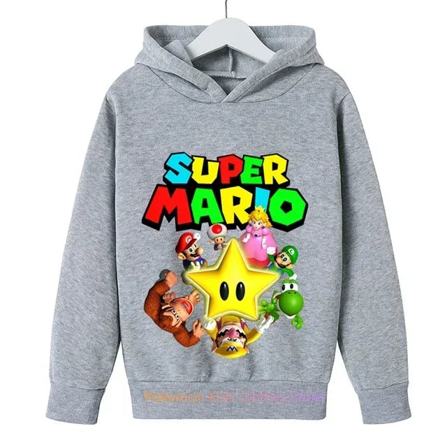 Fashion Children Game Super Mario Sweatshirt Baby Boys Girls Cartoon Pullovers Kids Autumn Clothes Mario bros Hoodies