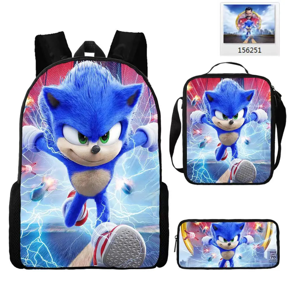 Sonic Backpack Primary and Middle School Students Schoolbag Boys Girls Anime Cartoon School Bag Mochila Zipper Shoulders