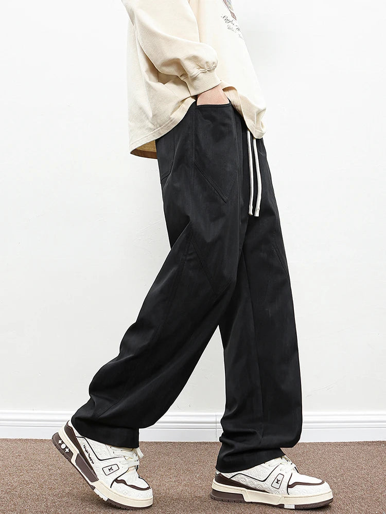 2025 Spring Summer Men's Sweatpants Korean Fashion Wide Leg Baggy Pants 8XL 7XL 6XL Plus Size Loose Straight Trousers Male