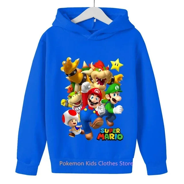 Fashion Children Game Super Mario Sweatshirt Baby Boys Girls Cartoon Pullovers Kids Autumn Clothes Mario bros Hoodies