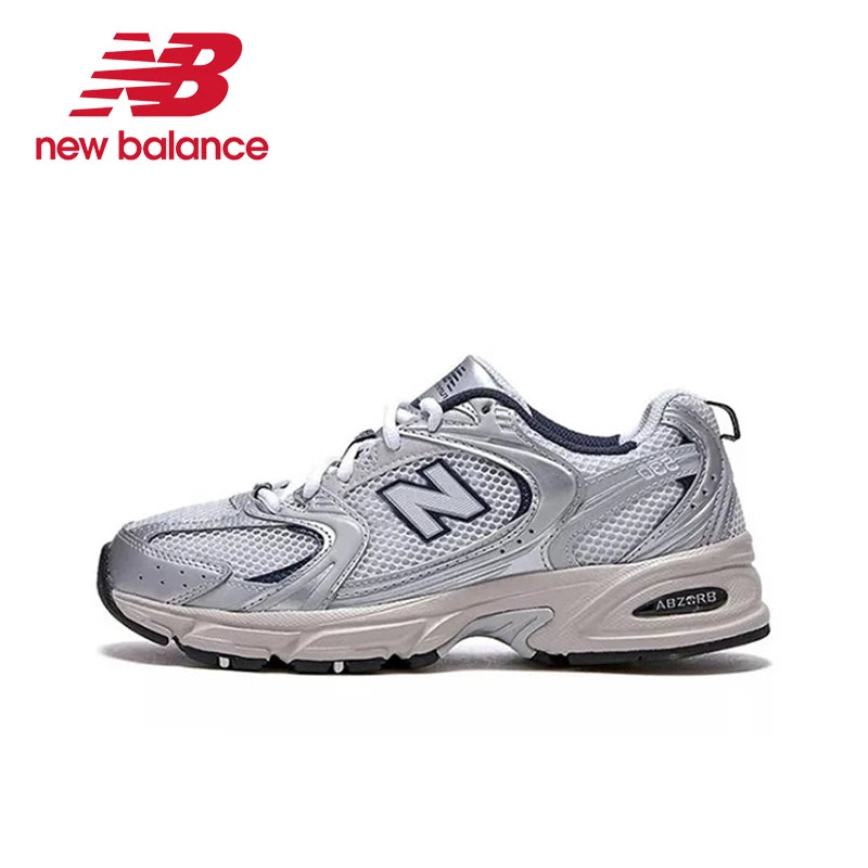 New Balance NB530 Comfort Fabric Faux Leather Breathable Low-Top Men's and Women's Running Shoes Grey Silver Unisex MR530KA