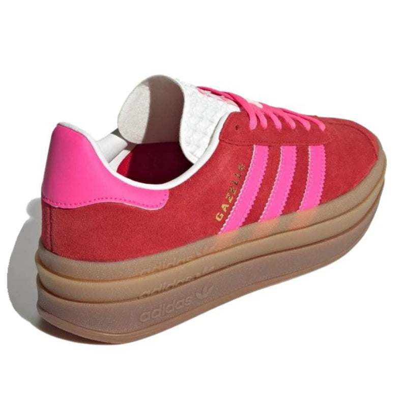 Adidas originals Gazelle Bold woman thick soled skateboard shoes pink red outdoor non-slip comfortable sneakers