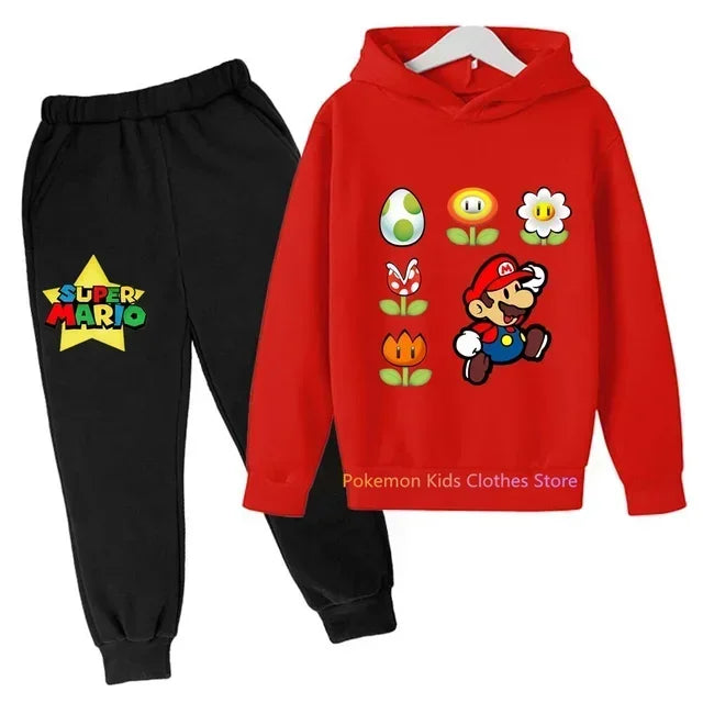 Super Mario Bros Boy Girl Hoodie Suit Cotton Kids Hooded Sportswear Set Boys Pokemon Clothes 2 5 6 7 8 9 10 11 12 13 12 Y