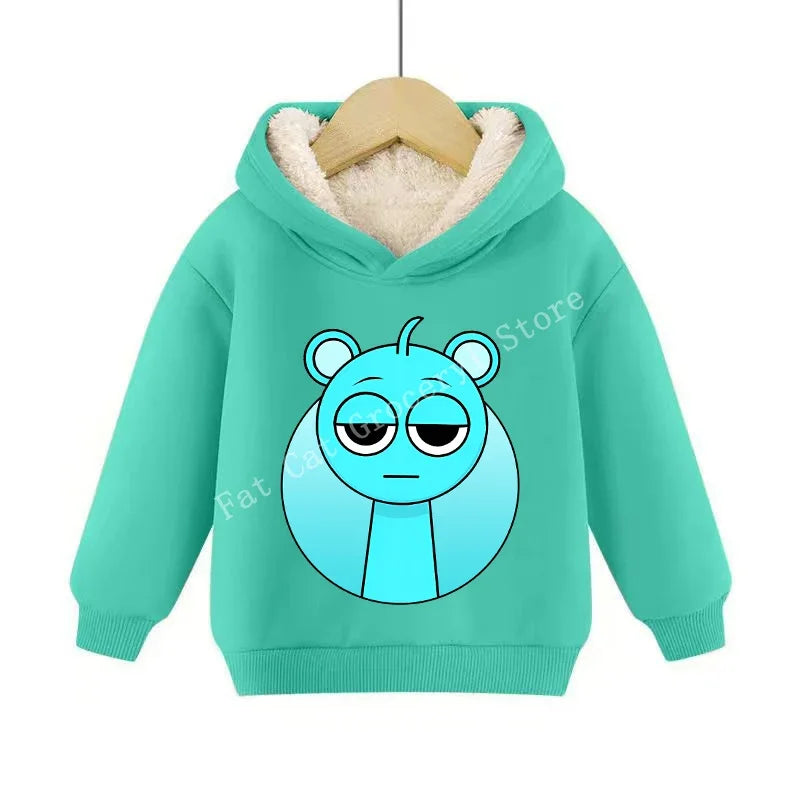 Sprunki Cute Hoodies Kids Incredibox Anime Action Figures Sweatshirt Boys Girl Winter Thickening Children Clothes Gift Hot Sales