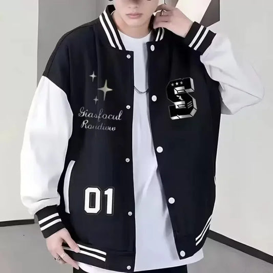 Trendy Loose-Fit Men's Baseball Jacket Casual Ins Hong Kong Style Anti-Fashion Thickening Spring Autumn Seasonal Wear