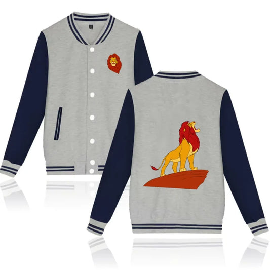 Disney The Lion King Simba Varsity Baseball Bomber Jacket Mænd Kvinder Hip Hop Harajuku Jakker Børn Drenge Piger Single Coats