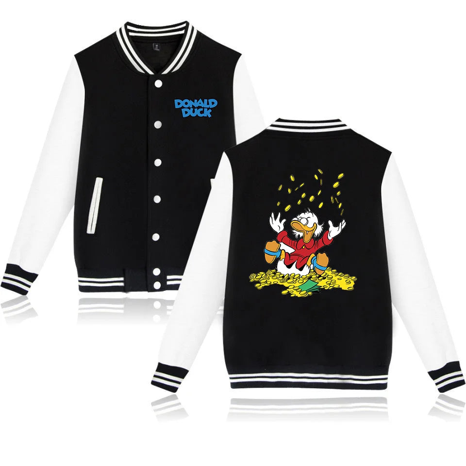 Donald Duck Bomber Jacket Women Men Autumn Baseball Jacket Coat Cartoon Kid Streetwear Harajuku Bomber College Jacket