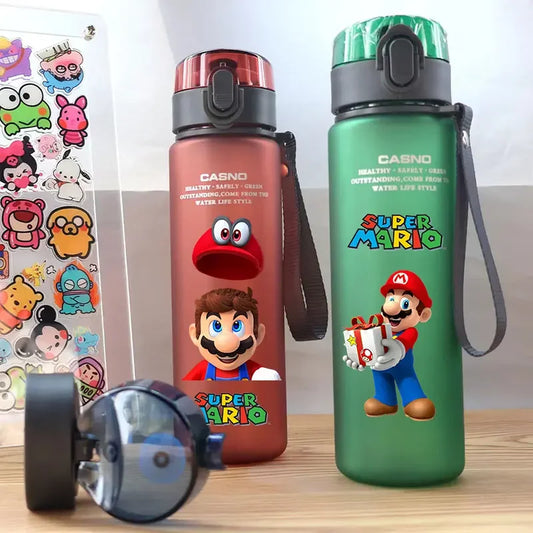 Super Mario Bros 560ml Vandkop Bærbar Plast Tegneserie Stor Drikke Udendørs Spil Mønster Kapacitet Sport Vandflaske Gave