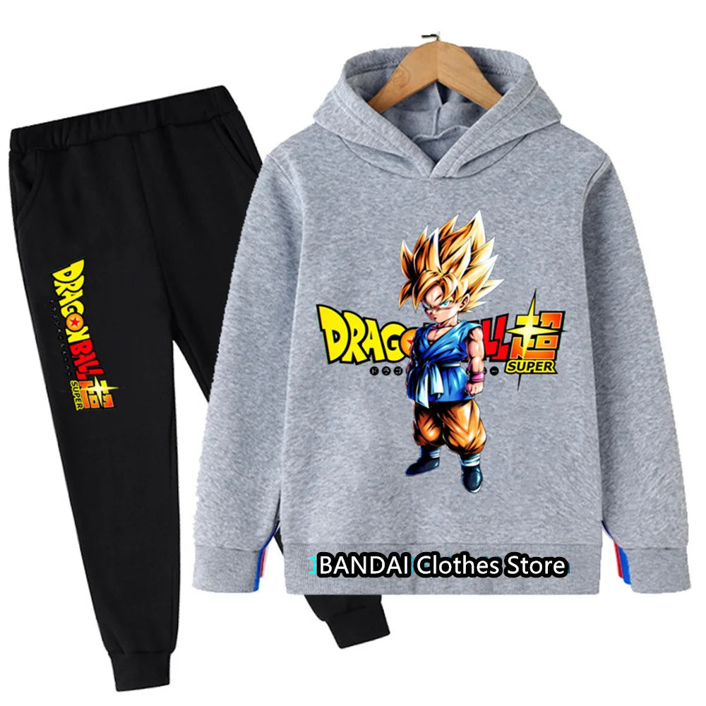 New Boys Girls Clothes Dragonball Hoodie Set Kids 2pcs Spring Autumn Toddler Girls Cartoon Hooded +pants Tracksuit Goku Clothing