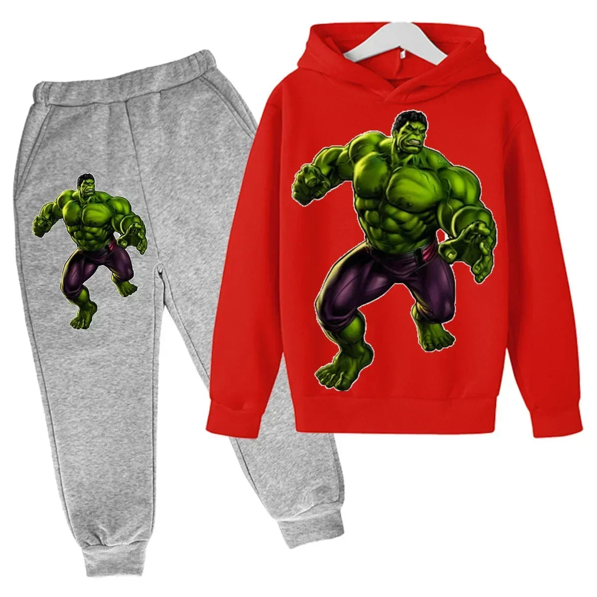 Kids Cartoon Green Giant Super Hero Superstar Boys Girls Spring/Autumn Clothing Children's Fashion Hoodie Pants Set 2-14 Years