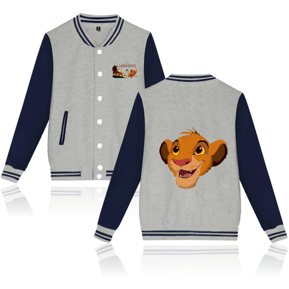 Disney The Lion King Simba Varsity Baseball Bomber Jacket Men Women Hip Hop Harajuku Jackets Kids Boys Girls Single Coats