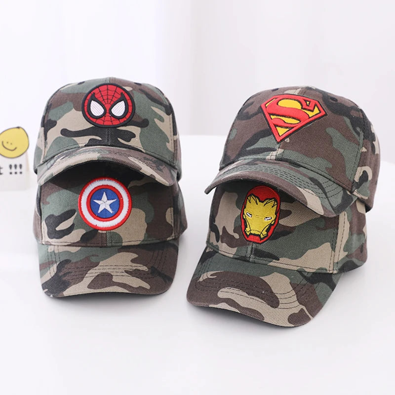 Autumn Disney Anime Spiderman Baseball Cap For Children Outdoor Kids Camouflage Caps Boys Cartoon Embroidery Hip Hop Sun Hat