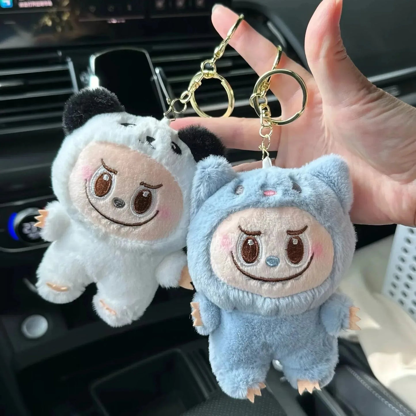 Kawaii Labubu The Monsters Plush Keychains Stuffed Animals Keyrings Girls Backpack Bags Pendants Doll Charms Accessories Gifts