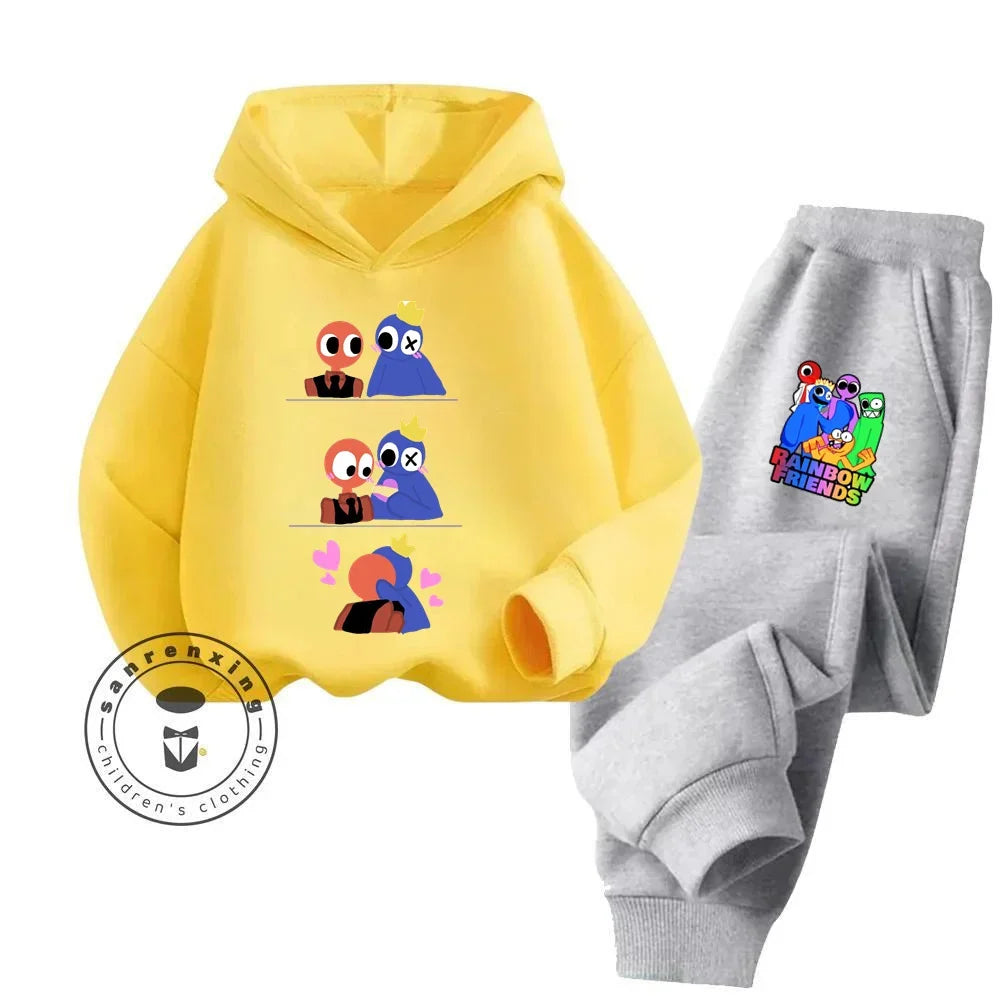 2024 Stylish and Cozy Cartoon Rainbow Friends Long Sleeve Stand Out Design Suitable for Children 3-14 Years Old New Hoodie Set